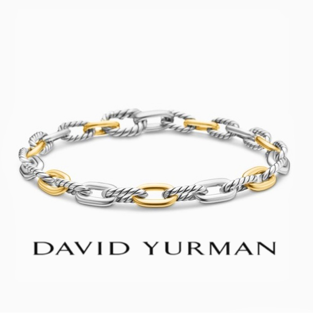 NWT David Yurman DY Madison Sterling Silver + 18K Golf Chain Bracelet